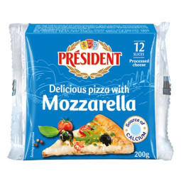 Chilled Mozzarella Cheese Slices 12 Slices   法國總統牌馬蘇里拉片裝芝士  President