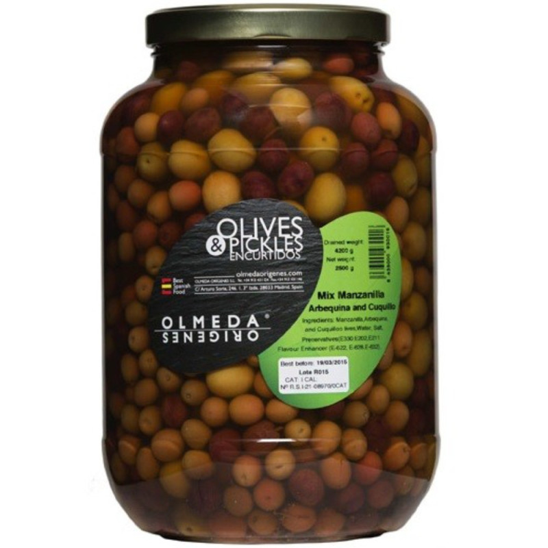 Mix Olives Manzanilla, Cuquillo, Arbequina   西班牙雜錦橄欖  Olmeda Origenes