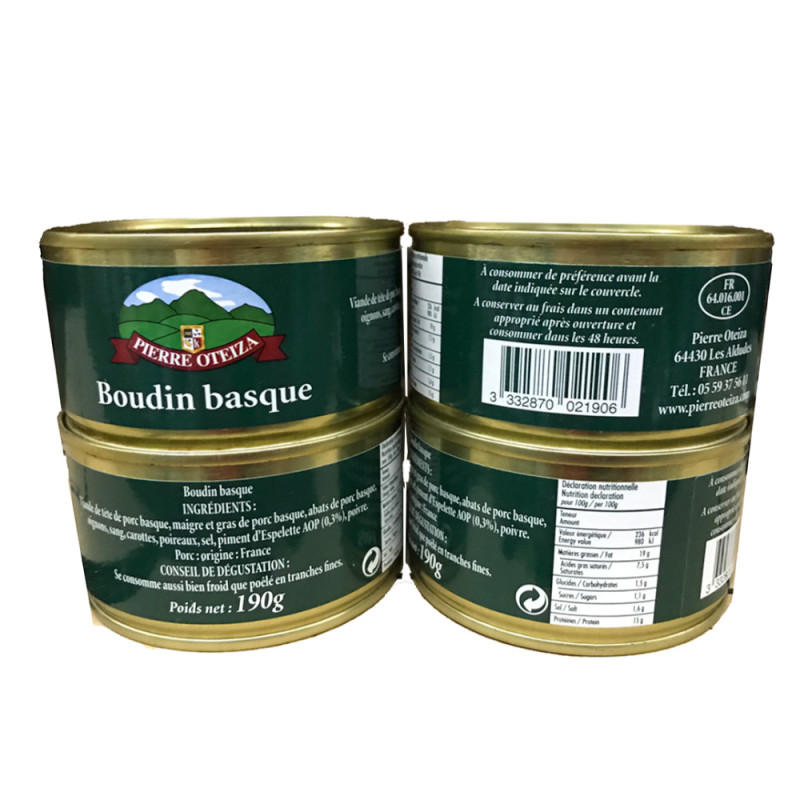 Basque Black Pudding 法國罐裝巴斯克豬血腸 Pierre Oteiza Basque Black Pudding 法國罐裝巴斯克豬血腸 Pierre Oteiza