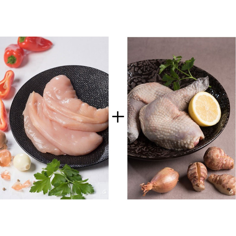 Chilled Free Range Chilled Black Leg Chicken Fillet (Leg Parity) 法國東貝紅牌黑腳雞 (去皮雞胸 X 雞腿)  Mieral