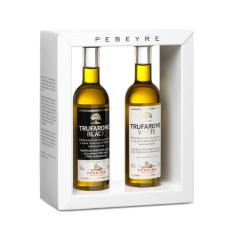 White Gift Box (Black Truffle Sunflower Oil  & White Truffle Olive Oil )   松露油禮盒裝 (黑松露油+白松露油)  Pebeyre