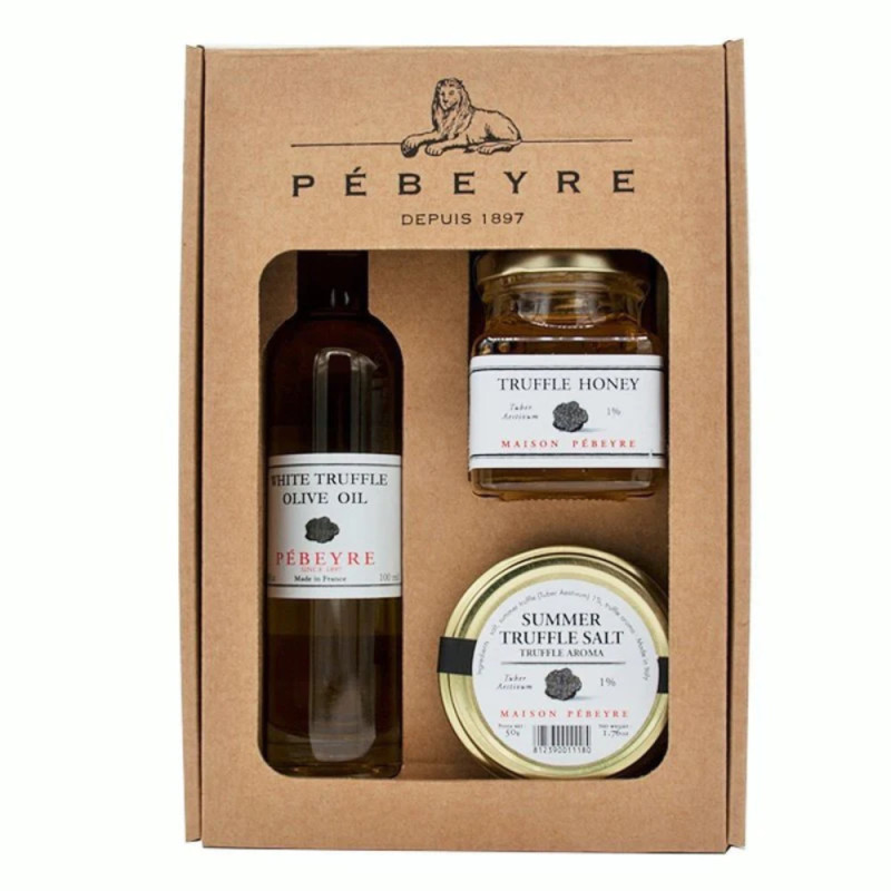 Gift Box (Truffle Salt , Truffle Honey , White Truffle Olive Oil )   松露食品禮盒裝 (松露鹽+松露蜂蜜+白松露油)  Pebeyre